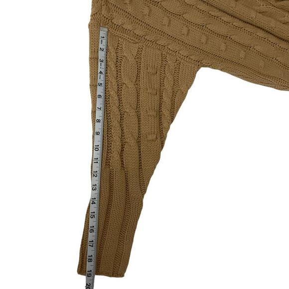 AFRM Sweater Tunic Chunky Cable Knit V Neck Tan Sand Boston Long Oversized XS/S - Picture 8 of 10